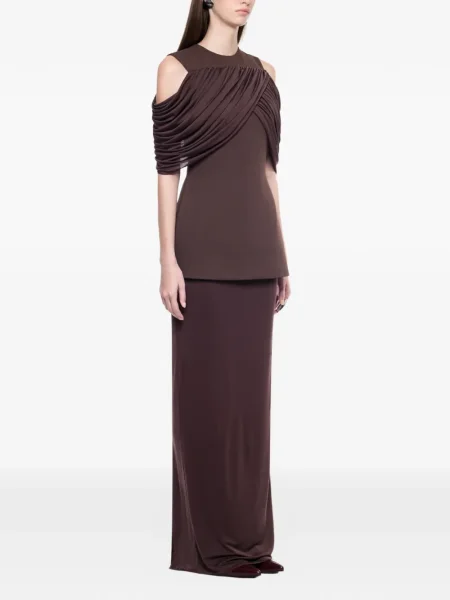 Maxi rochie maxi Chats By C.dam drapată de costum maro
