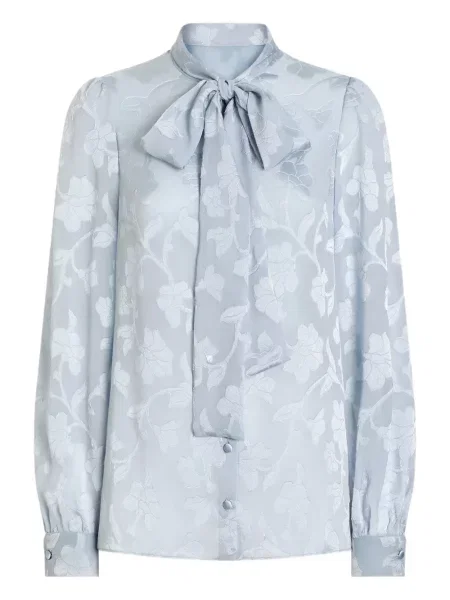 Bluză Dolce & Gabbana de mătase cu model floral cu imagine albastru