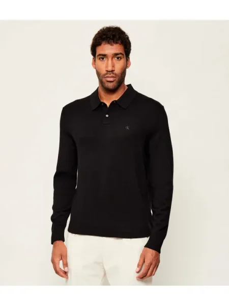 Calvin Klein gyapjú pulóver könnyű fekete