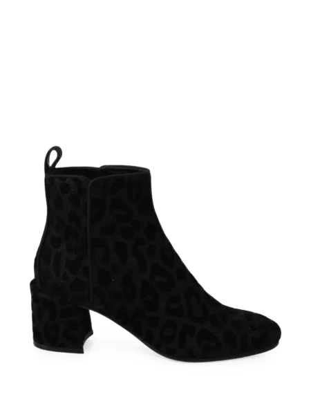 Cizme scurte Dolce & Gabbana de catifea cu imagine cu model leopard negru
