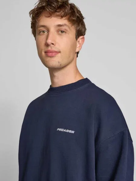Bluza o kroju oversized z wyhaftowanym logo i okrągłym dekoltem Pegador granatowa