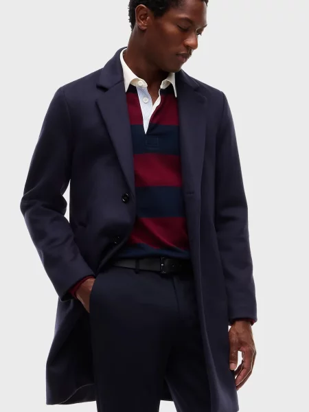 Вовняне пальто Tommy Hilfiger синє