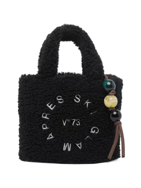 Geantă shopper V°73 cu broderie negru