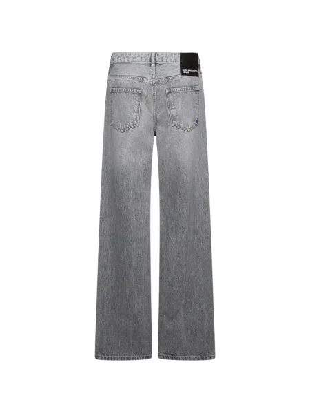 Široke traperice Karl Lagerfeld Jeans niski struk siva