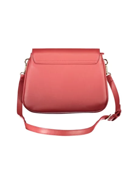 Lniana torebka Valentino By Mario Valentino z logo czerwona