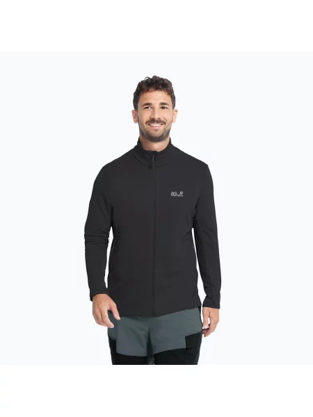 Férfi trekking pulóver Jack Wolfskin Litestride Full Zip black. Méret: S fekete