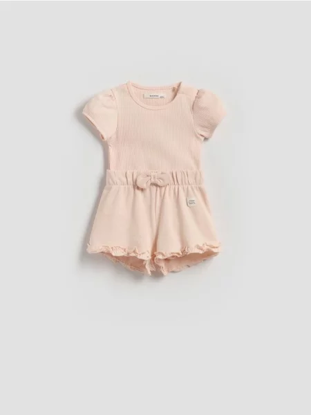 Reserved Set din cu pantaloni scurți roz-pastel roz