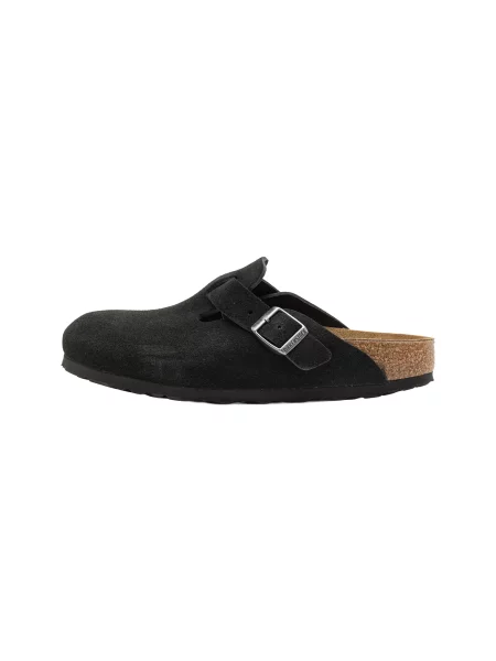Birkenstock papuci din piele Boston negru