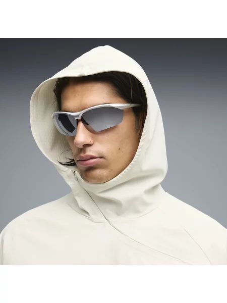 PUMA Asymetryczna kurtka dresowa o luźnym kroju unisex CLRT z zamkiem Odzież S szary