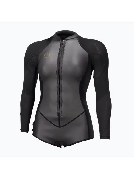 Női neoprén ruha úszáshoz O'Neill Bahia mm Front Zip Short Spring glide black/black. Méret: 10 fekete