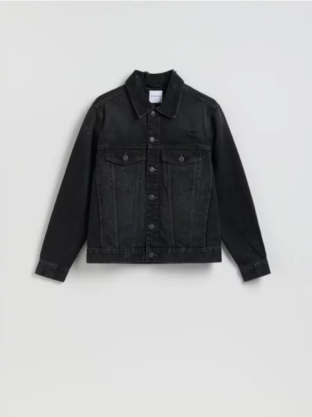 Reserved Geacă din denim cu efect prespălat gri