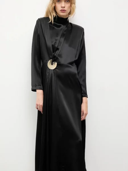 Haljina Answear.LAB maxi ravna crna