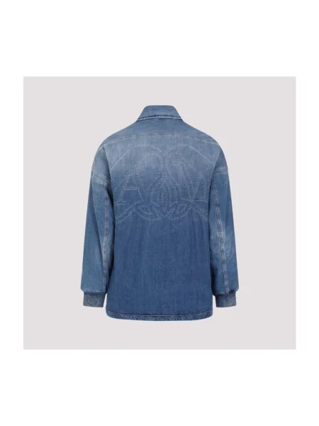 Haftowana kurtka jeansowa Alexander Mcqueen niebieska