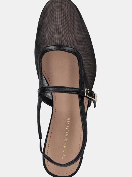 Tommy Hilfiger baleriny MESH ROUND HEEL BALLERINA z odkrytą piętą czarny