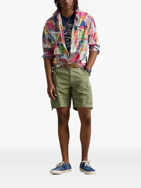Tricou Polo Ralph Lauren din piele cu broderie în carouri maro