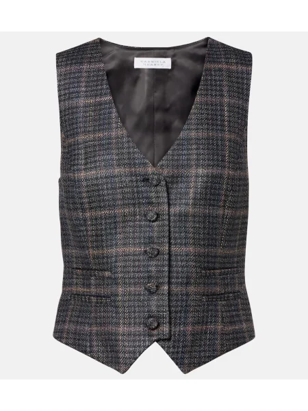 Top Gabriela Hearst wełniany w kratkę szary