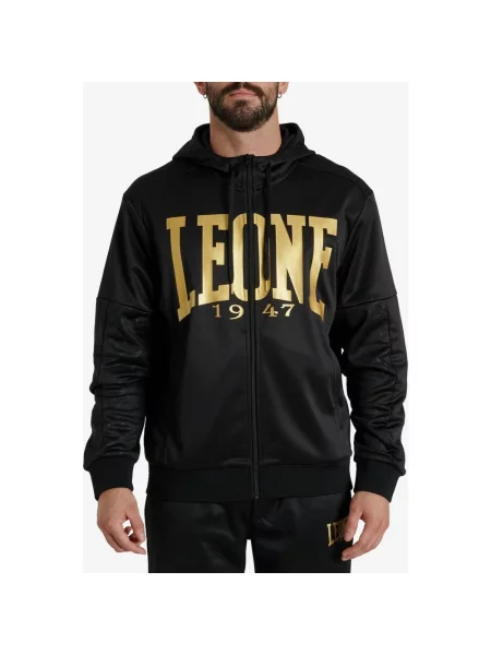Bluza z kapturem Leone DNA czarno-złota M czarna