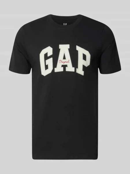 T-shirt z logo i okrągłym dekoltem Gap czarna