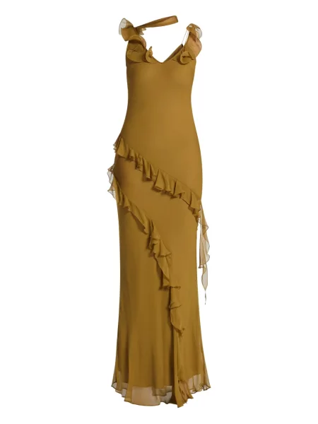 Rochie De La Vali cu volane de costum maro