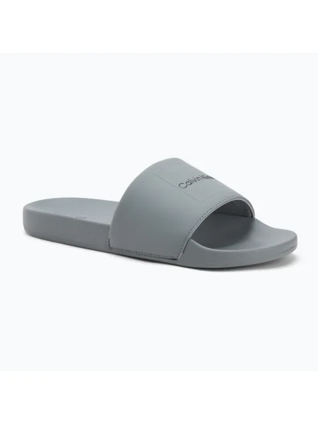 Calvin Klein pánske žabky Pool Slide Ck Square granite road sivá