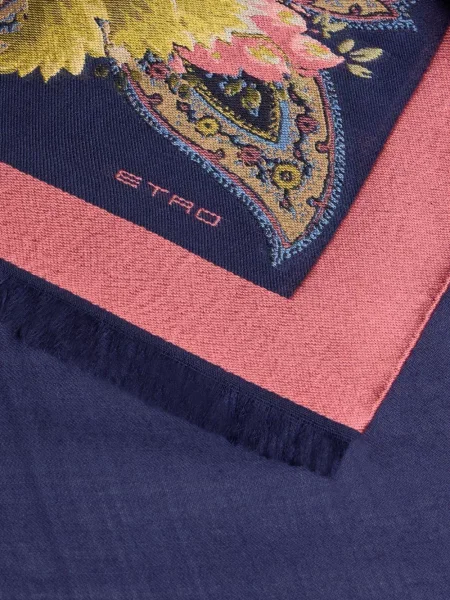 Fular Etro cu imagine cu model paisley albastru