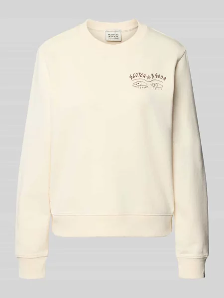 Bluza z nadrukiem z logo i okrągłym dekoltem Scotch & Soda beżowa