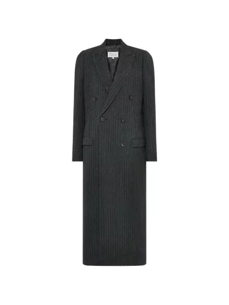 Palton Maison Margiela cu model herringbone cu două rânduri de nasturi negru