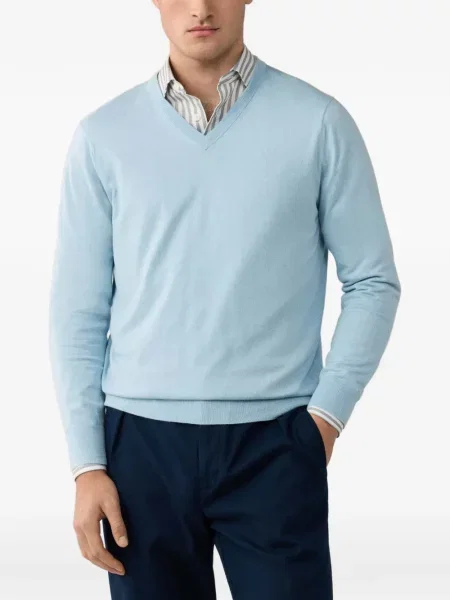 Pulover Hackett London cu decolteu în V albastru
