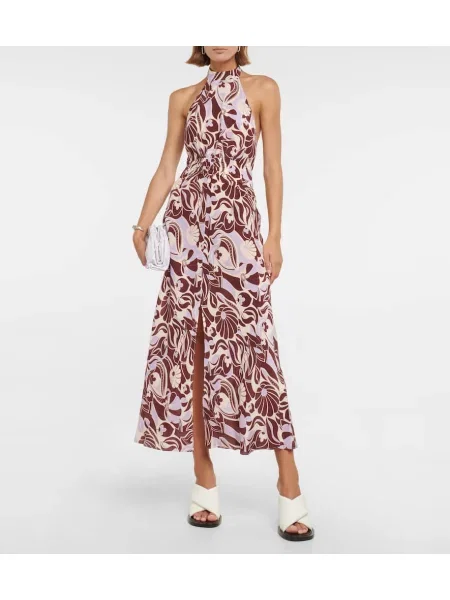 Rochie Rixo de mătase cu gât halter de costum