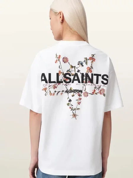AllSaints tricou oversized pentru femei din PENTACLE alb