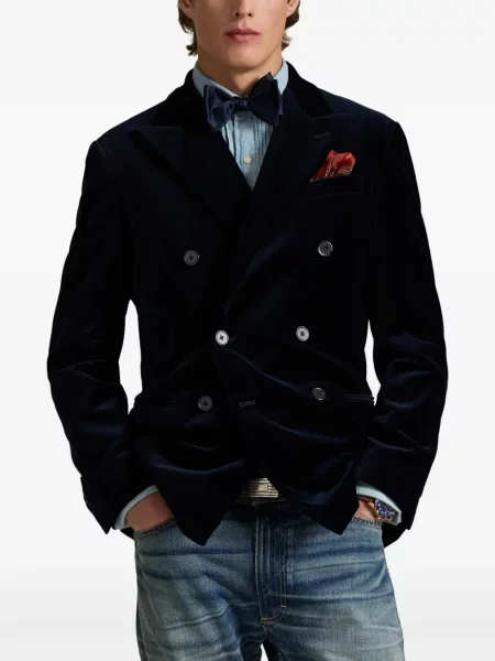 Șosete Polo Ralph Lauren cu model herringbone cu broderie plasă albastru