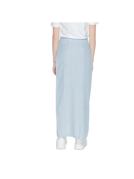 Długa lniana spódnica maxi Vero Moda z wysoką talią niebieska