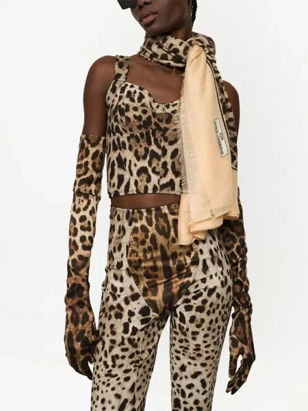 Hedvábný leopardí šál Dolce & Gabbana s potiskem
