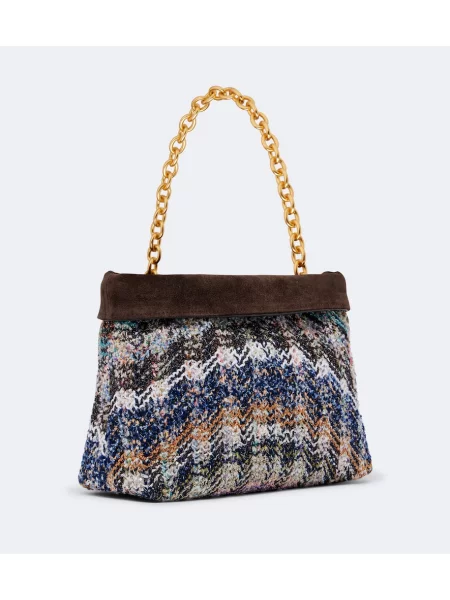 Geantă Missoni din piele de căprioară