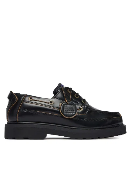 Pantofi Tommy Jeans Archive Boat Shoe Lthr negru