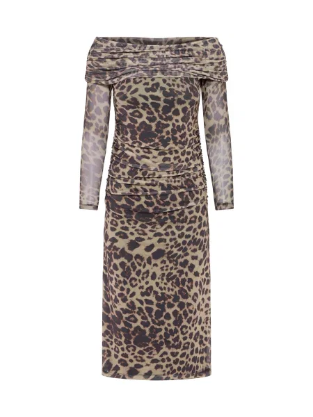 ICHI Rochie IHPARDA kitt / maro / maro închis alb