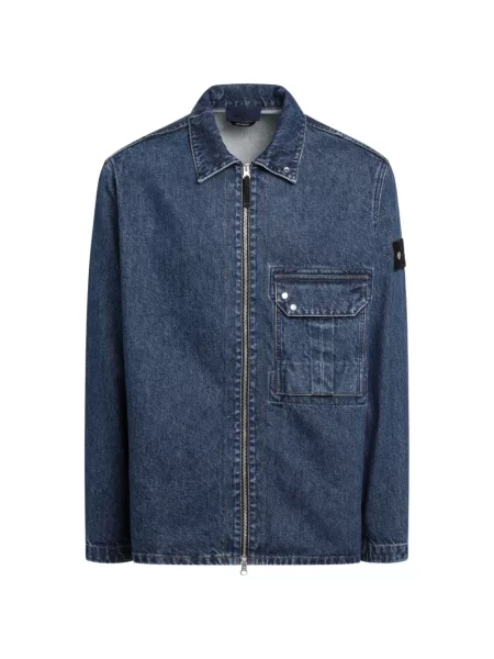 Geacă de blugi Stone Island cu strasuri albastru