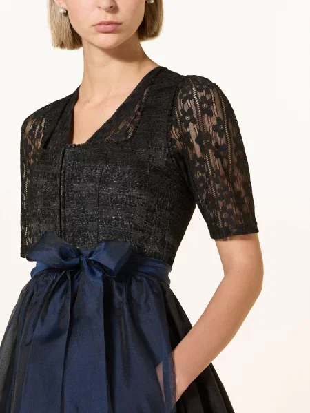 Kinga Mathe Sukienka Bawarska Budva Z Błyszczącą Przędzą schwarz czarna