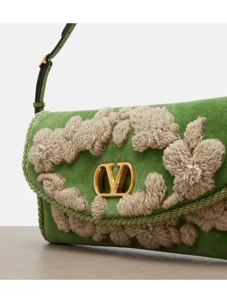 Geantă Valentino Garavani de catifea verde