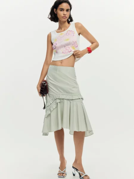 Desigual Tricou lila / roz alb