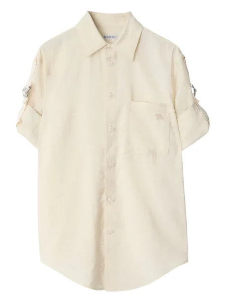 Cămașă Burberry cu broderie de mătase alb