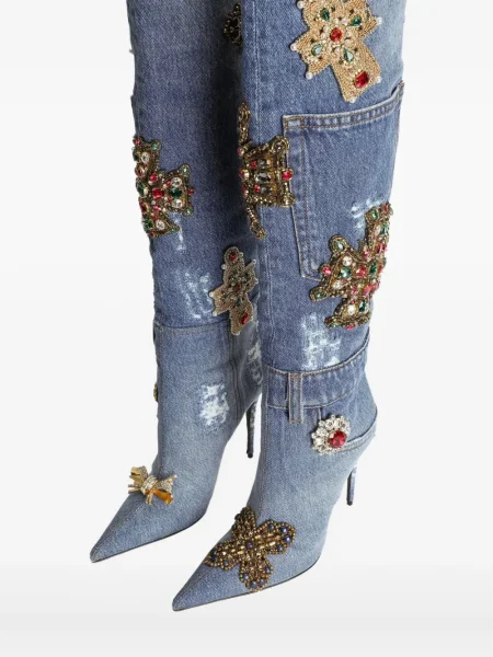 Botine Dolce & Gabbana cu broderie albastru