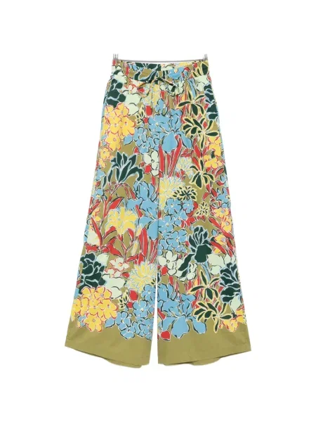 Pantaloni palazzo Alemais cu model floral cu imagine verde