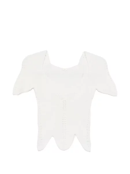 Top Cult Gaia cu decolteu în V alb