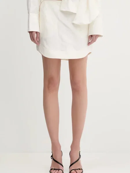 JW Anderson fustă din amestec de in Curved Hem Mini mini drept bej