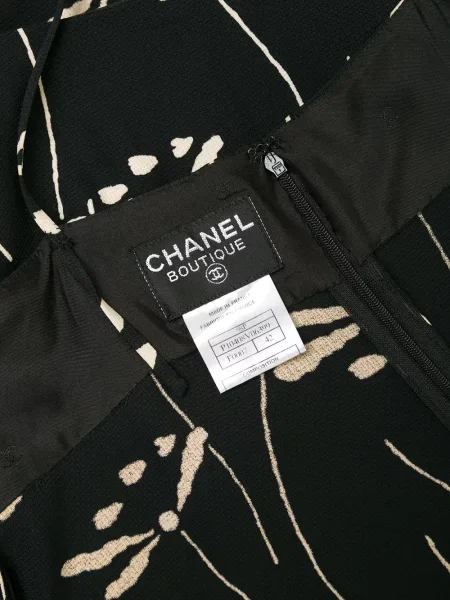 Květinové oblekové šaty Chanel Pre-owned s potiskem černé