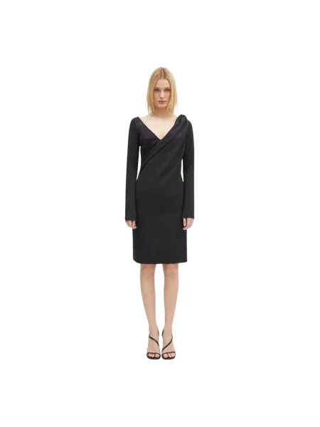 JW Anderson sukienka Shoulder Drape V-Neck Dress mini dopasowana czarny