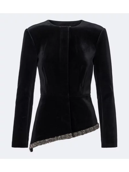 Geacă Roland Mouret de catifea asimetrică negru