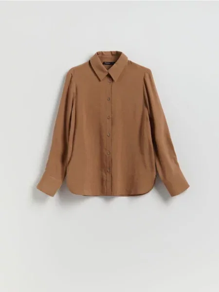 Reserved Cămașă din amestec de modal brun-auriu