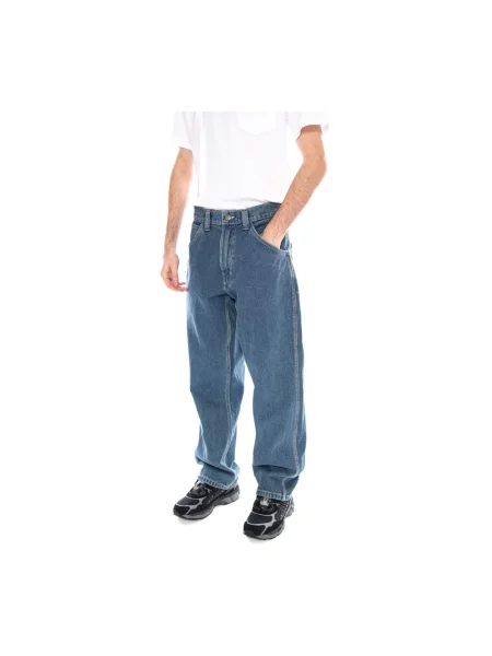 Szerokie jeansy Vans w kratę niebieskie